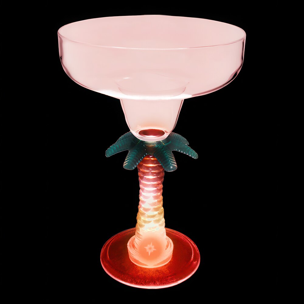 12 oz. Customizable Plastic Palm Tree Stem Margarita Cup with Red LED Light - 24/Case