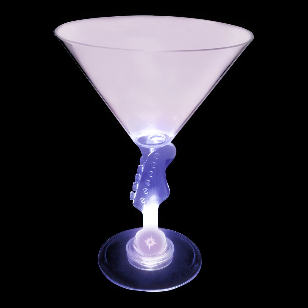 10 oz. Customizable Plastic Guitar Stem Martini Cup with Purple LED Light - 24/Case