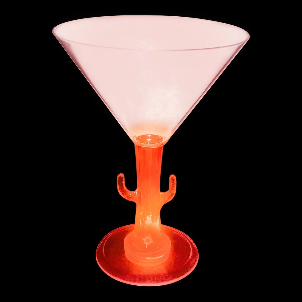 10 oz. Customizable Plastic Cactus Stem Martini Cup with Red LED Light - 24/Case