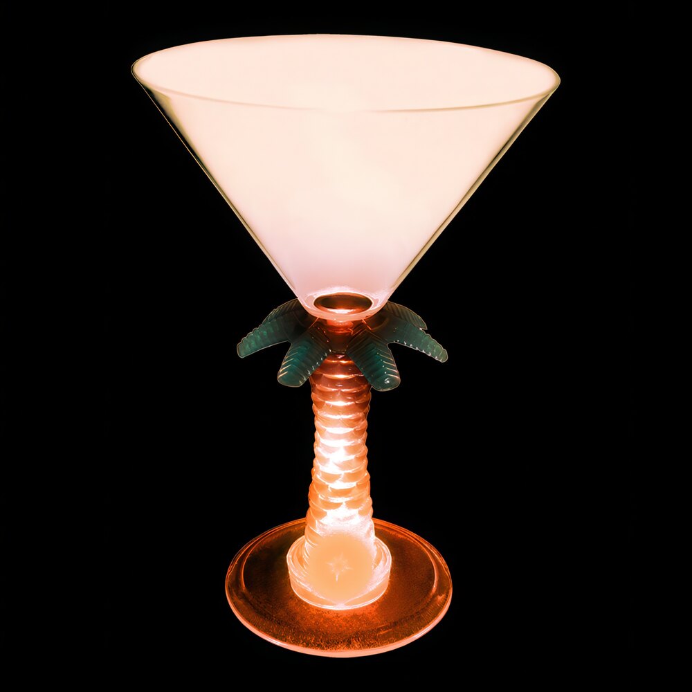 10 oz. Customizable Plastic Palm Tree Stem Martini Cup with Orange LED Light - 24/Case