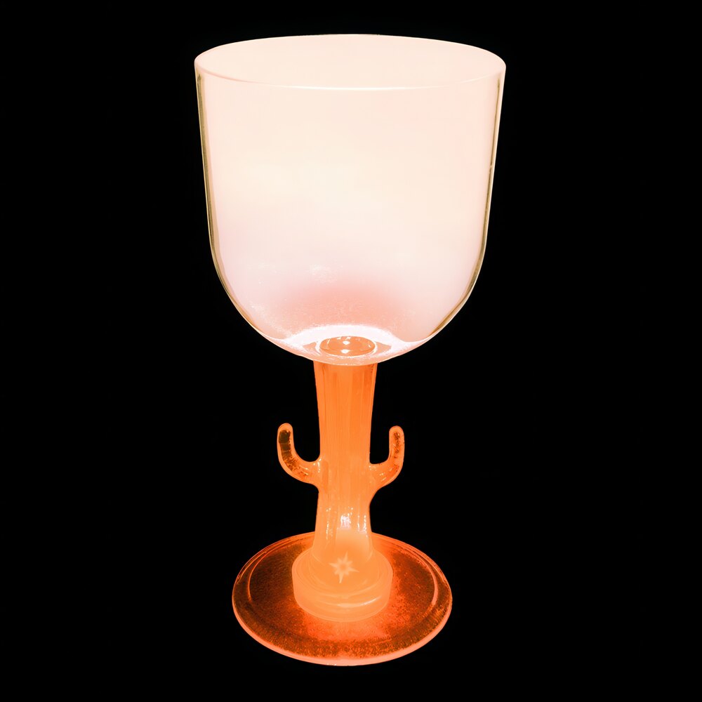 14 oz. Customizable Plastic Cactus Stem Goblet with Orange LED Light - 24/Case