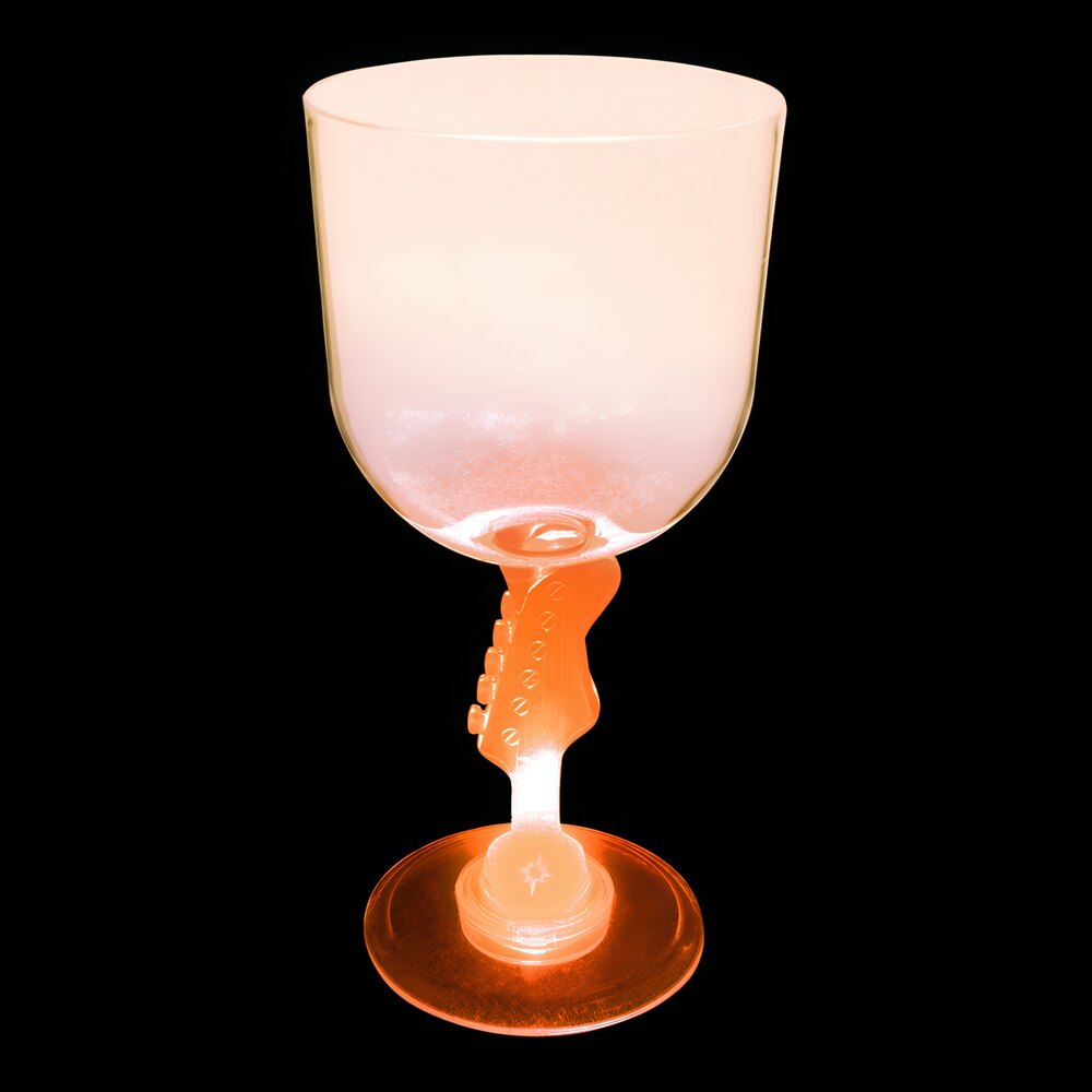 14 oz. Customizable Plastic Guitar Stem Goblet with Orange LED Light - 24/Case