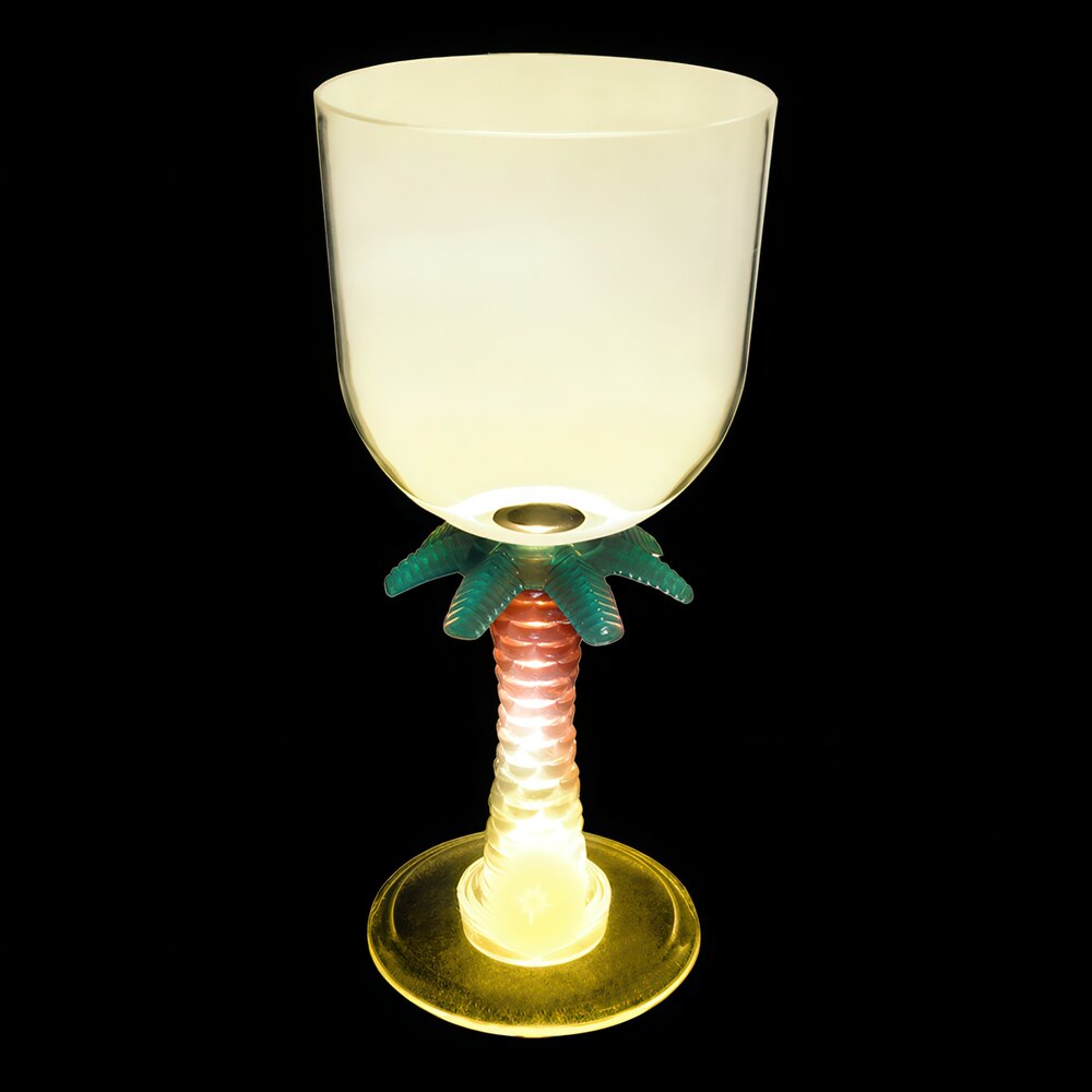 14 oz. Customizable Plastic Palm Tree Stem Goblet with Yellow LED Light - 24/Case