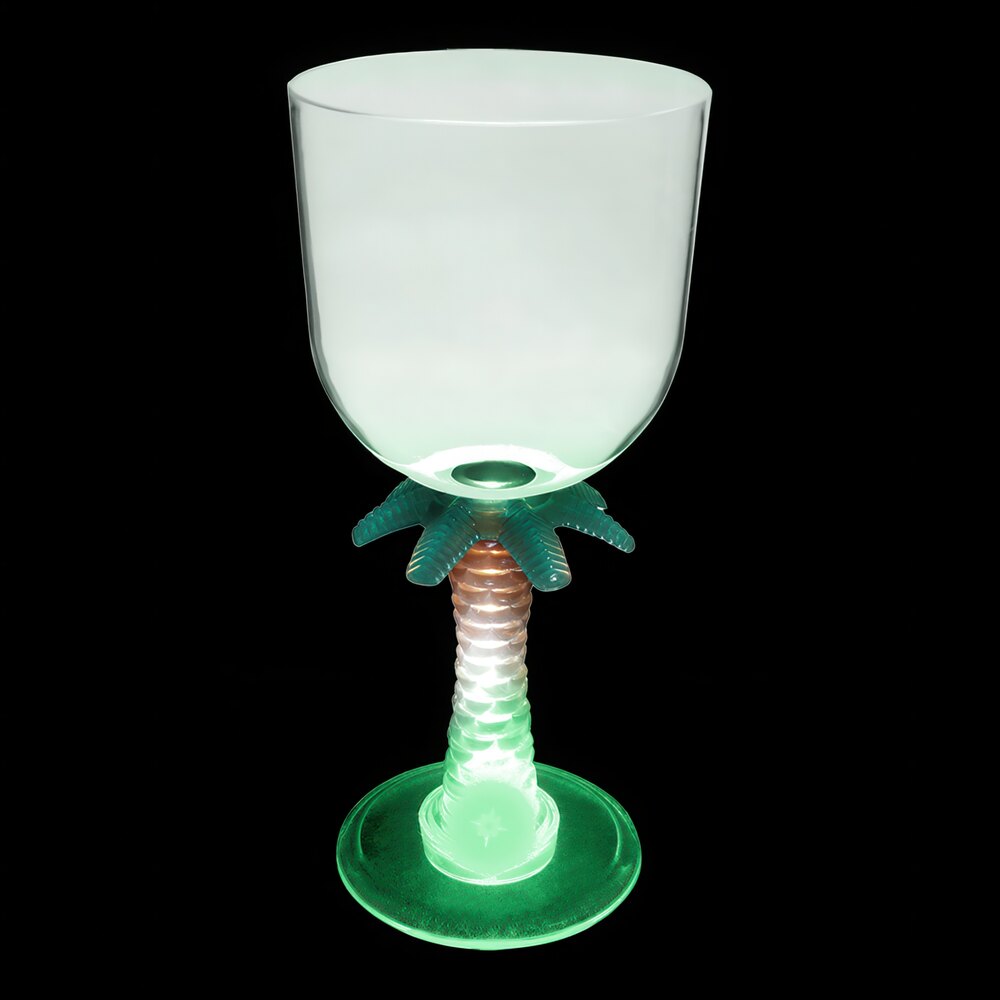 14 oz. Customizable Plastic Palm Tree Stem Goblet with Green LED Light - 24/Case