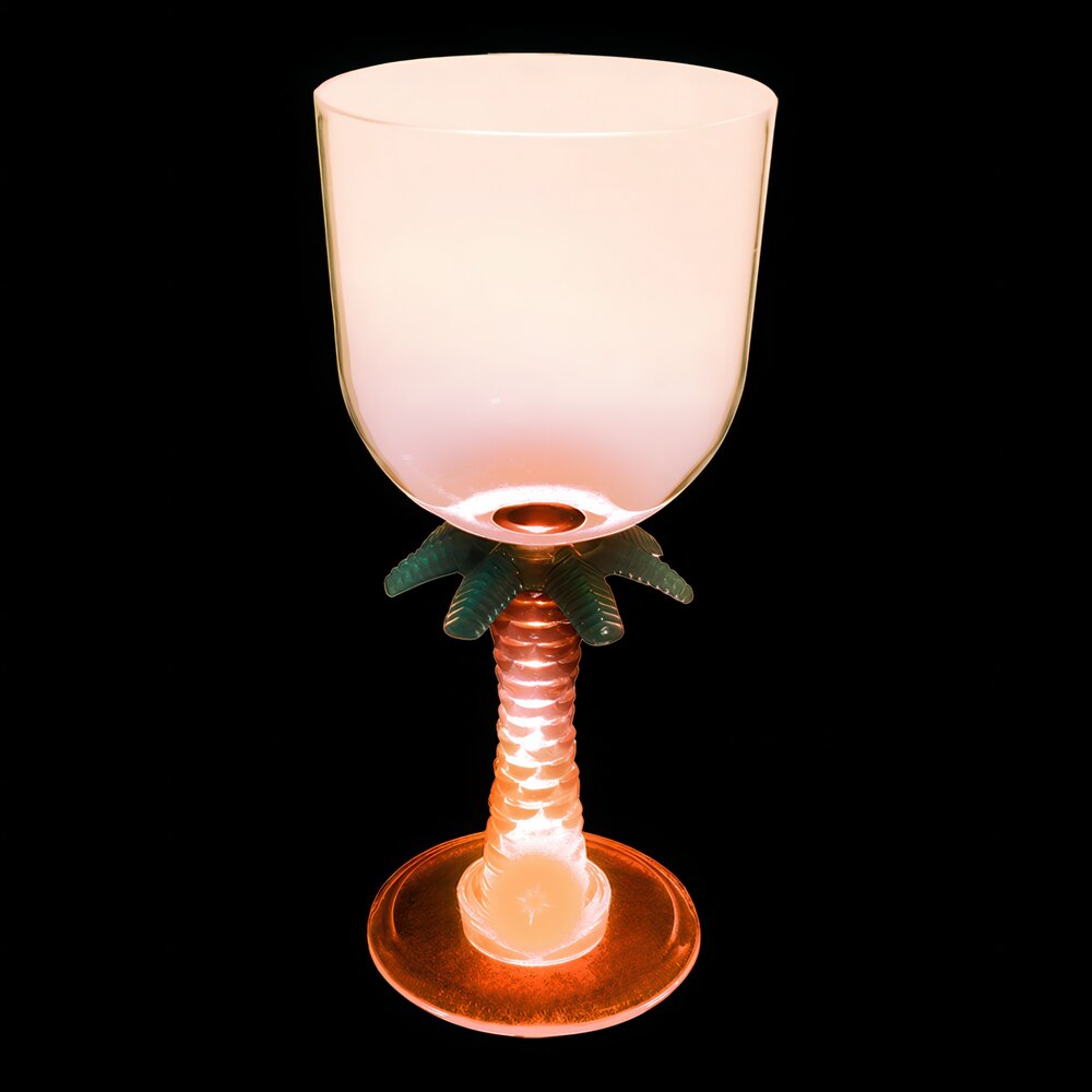 14 oz. Customizable Plastic Palm Tree Stem Goblet with Orange LED Light - 24/Case