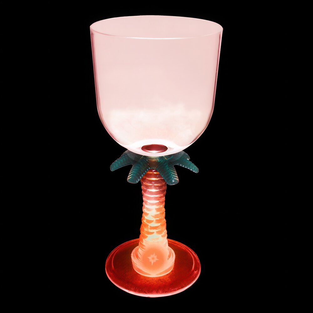 14 oz. Customizable Plastic Palm Tree Stem Goblet with Red LED Light - 24/Case