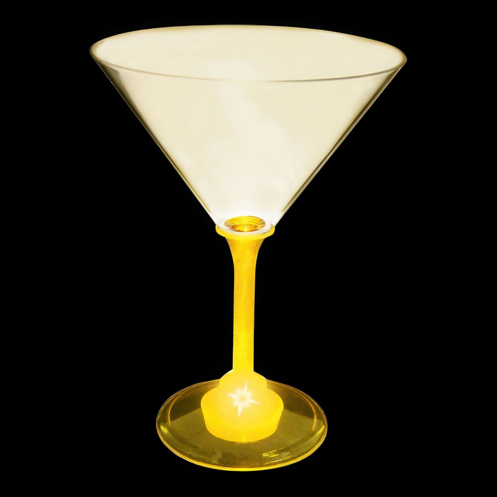10 oz. Customizable Plastic Martini Cup with Yellow LED Light - 24/Case
