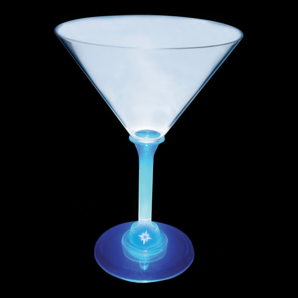 10 oz. Customizable Plastic Martini Cup with Blue LED Light - 24/Case