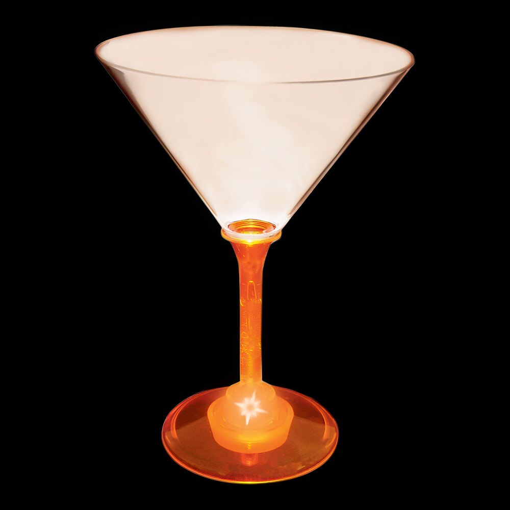 10 oz. Customizable Plastic Martini Cup with Orange LED Light - 24/Case