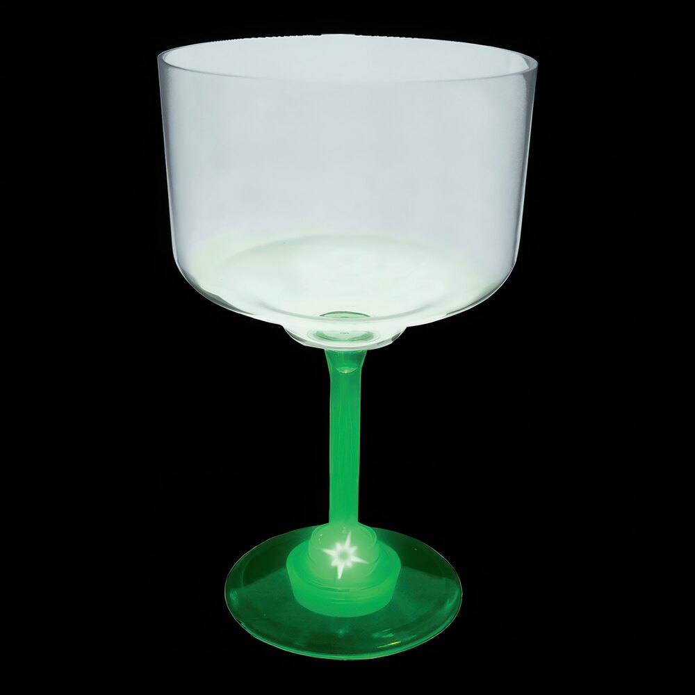 18 oz. Customizable Plastic Margarita Cup with Green LED Light - 24/Case