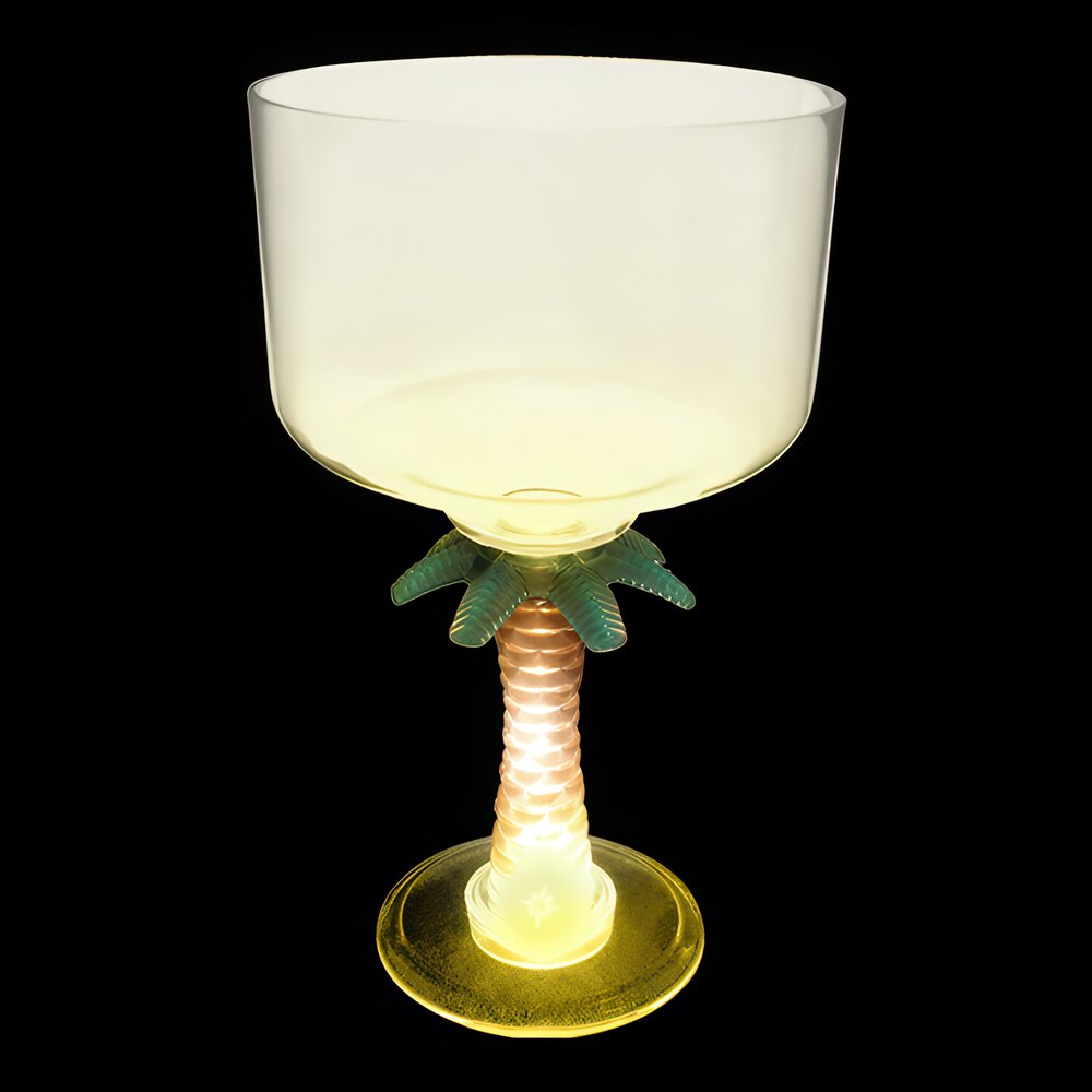 18 oz. Customizable Plastic Palm Tree Stem Margarita Cup with Yellow LED Light - 24/Case