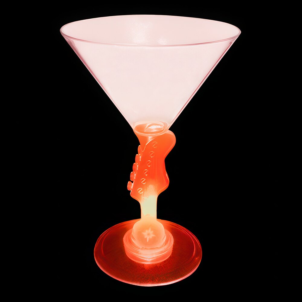 7 oz. Customizable Plastic Guitar Stem Martini Cup with Red LED Light - 48/Case