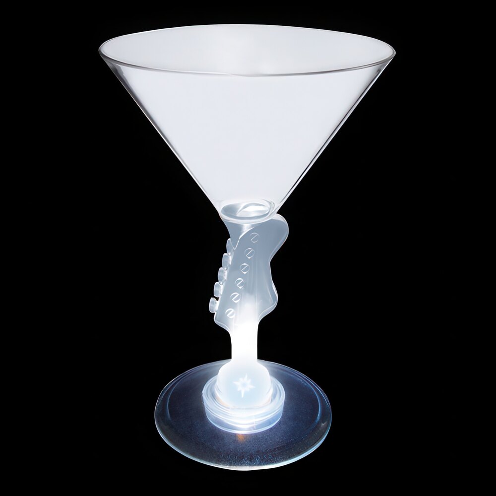 7 oz. Customizable Plastic Guitar Stem Martini Cup with White LED Light - 48/Case