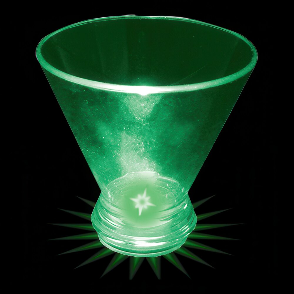 3 oz. Customizable Plastic Stemless Martini Cup with Green LED Light - 100/Case