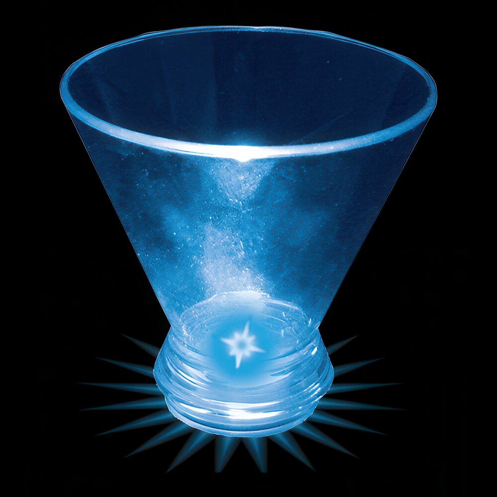 3 oz. Customizable Plastic Stemless Martini Cup with Blue LED Light - 100/Case