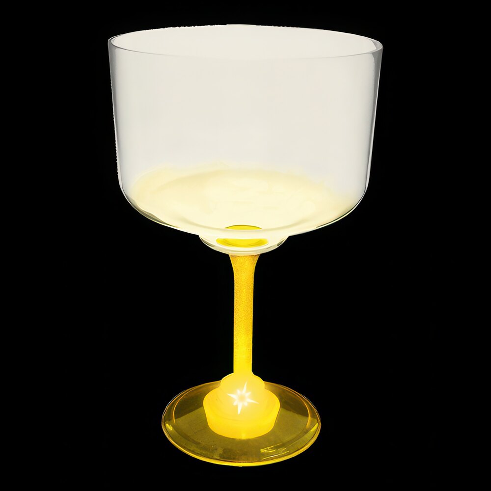 18 oz. Customizable Plastic Margarita Cup with Yellow LED Light - 24/Case