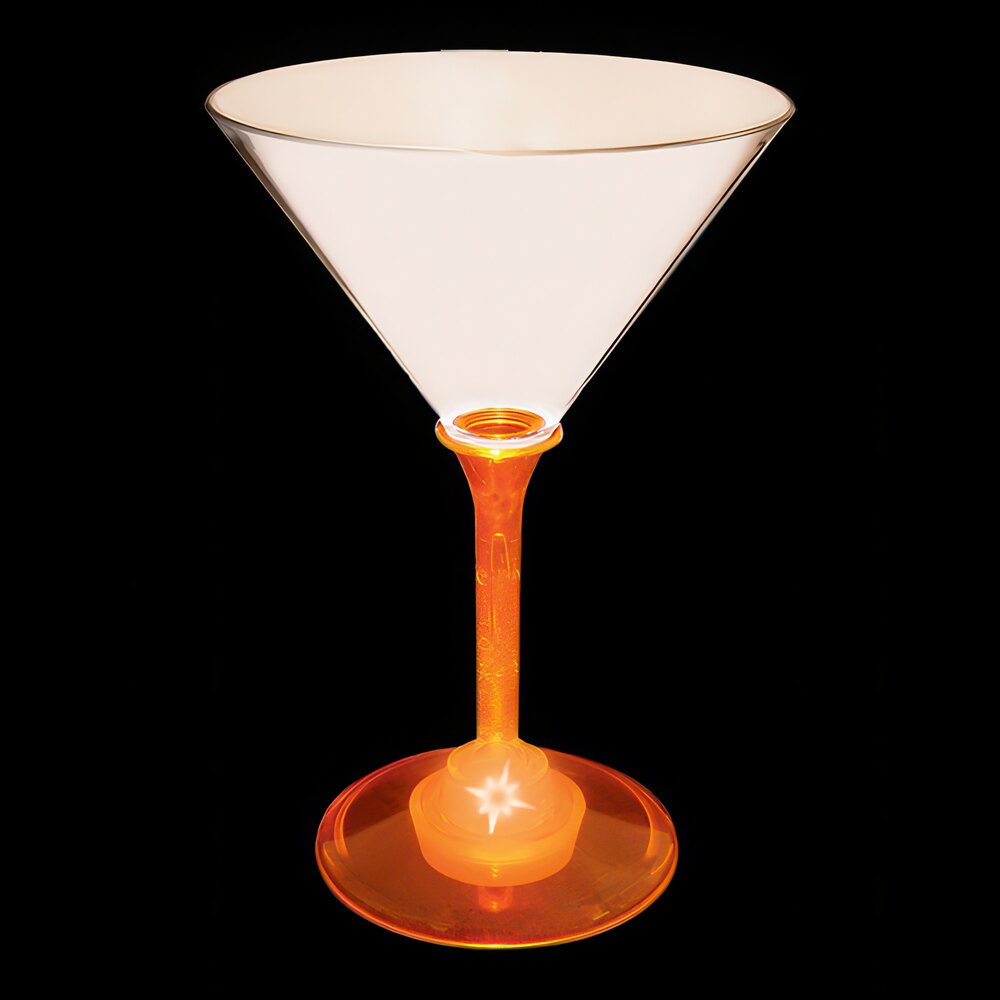 7 oz. Customizable Plastic Martini Cup with Orange LED Light - 48/Case
