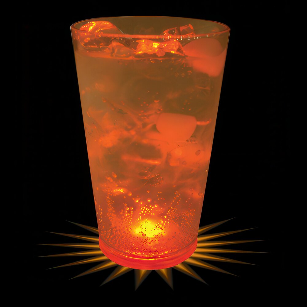 16 oz. Customizable Plastic Pint Cup with Orange LED Light - 100/Case