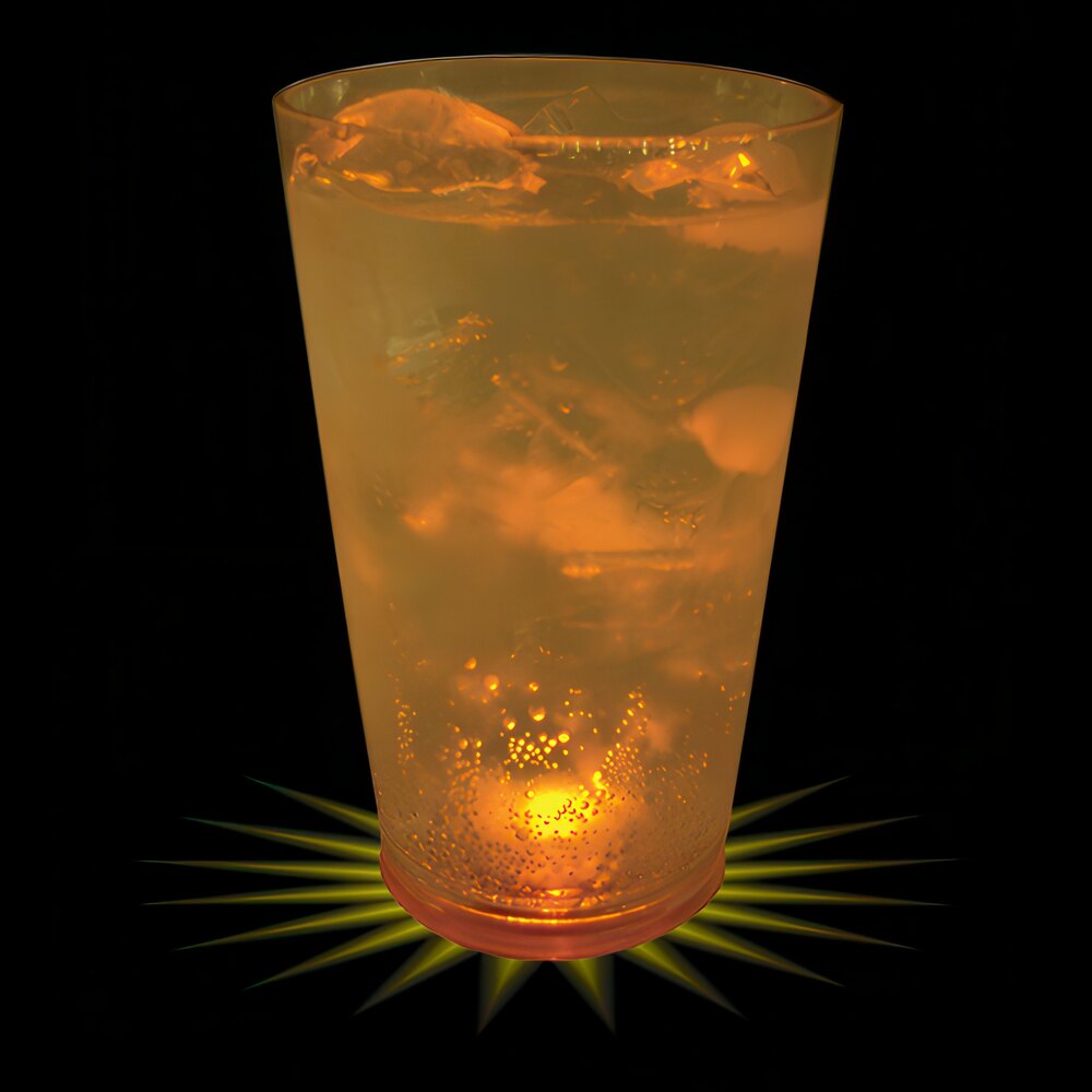16 oz. Customizable Plastic Pint Cup with Yellow LED Light - 100/Case