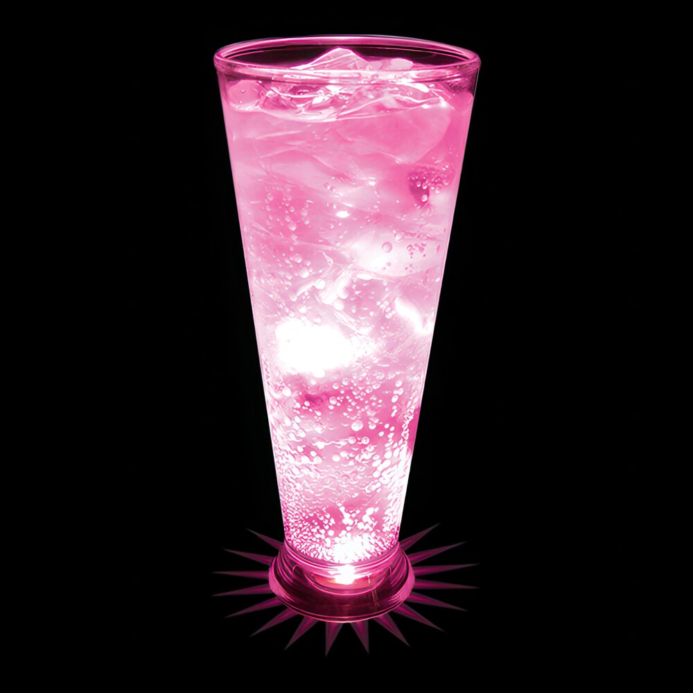 12 oz. Customizable Plastic Pilsner Cup with Pink LED Light - 50/Case