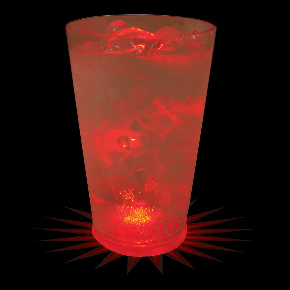 16 oz. Customizable Plastic Pint Cup with Red LED Light - 100/Case