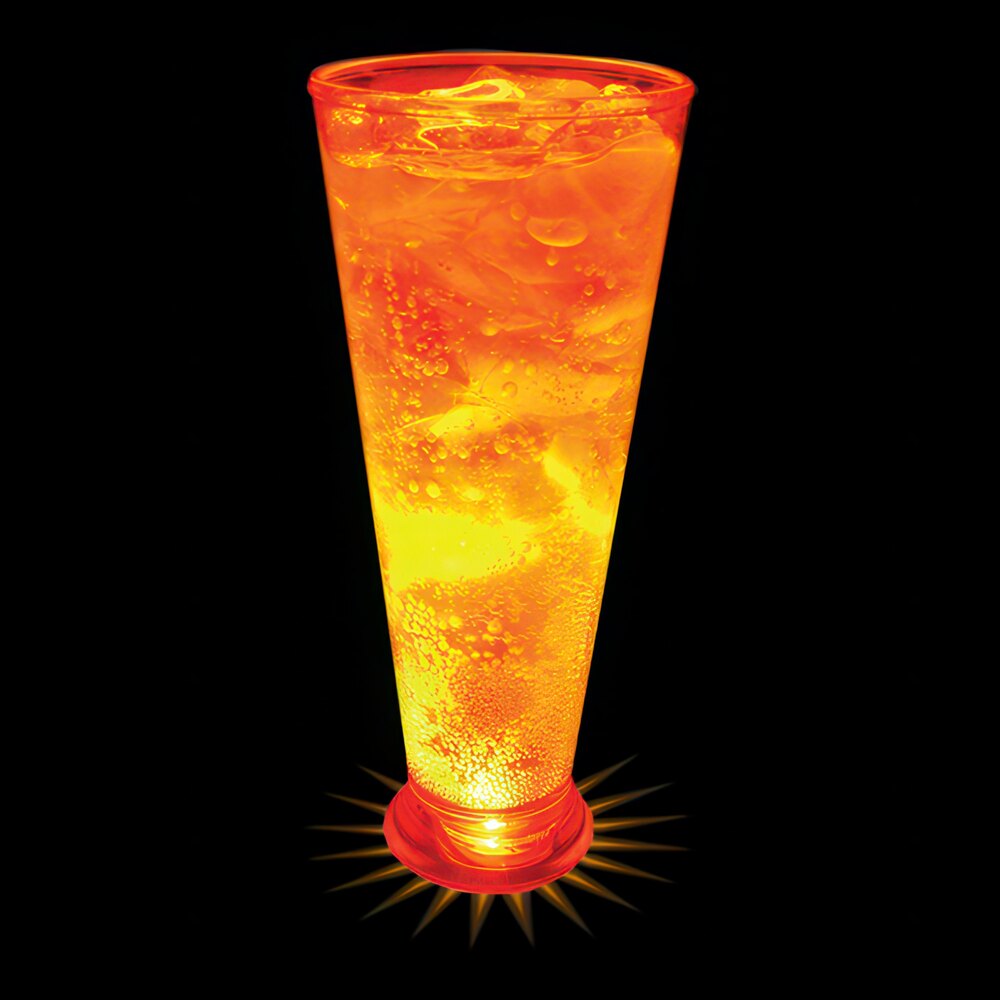 12 oz. Customizable Plastic Pilsner Cup with Orange LED Light - 50/Case