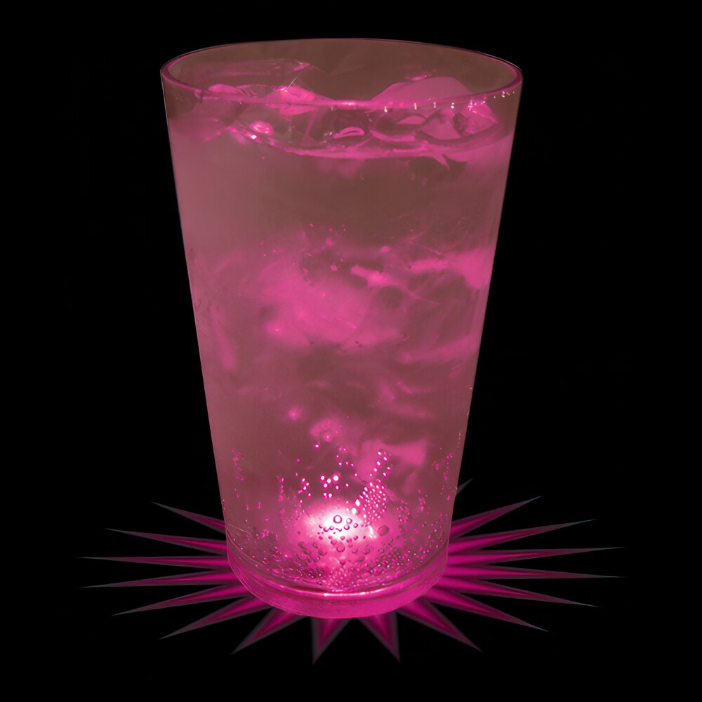 16 oz. Customizable Plastic Pint Cup with Pink LED Light - 100/Case
