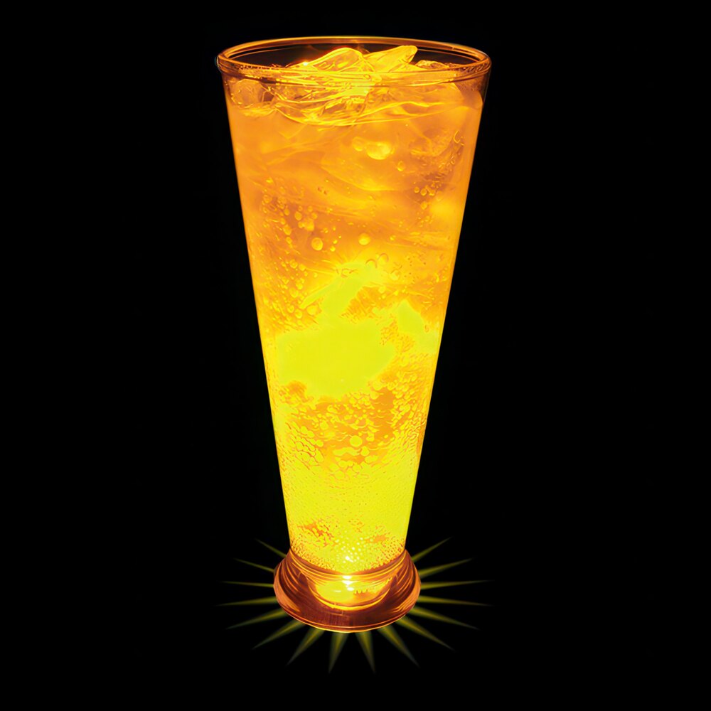 12 oz. Customizable Plastic Pilsner Cup with Yellow LED Light - 50/Case