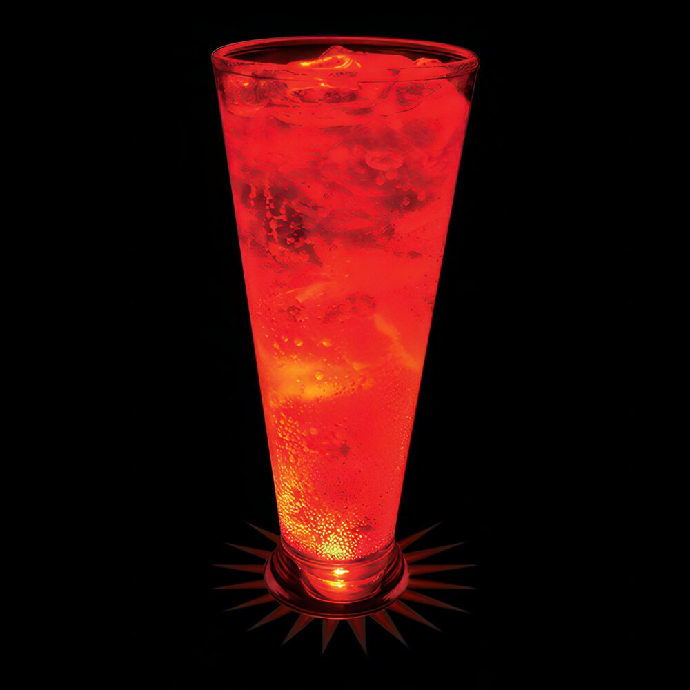 16 oz. Customizable Plastic Pilsner Cup with Red LED Light - 50/Case