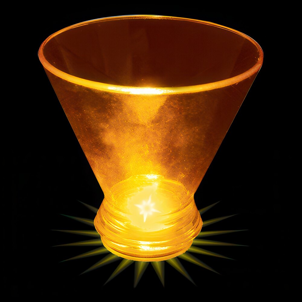 3 oz. Customizable Plastic Stemless Martini Cup with Yellow LED Light - 100/Case