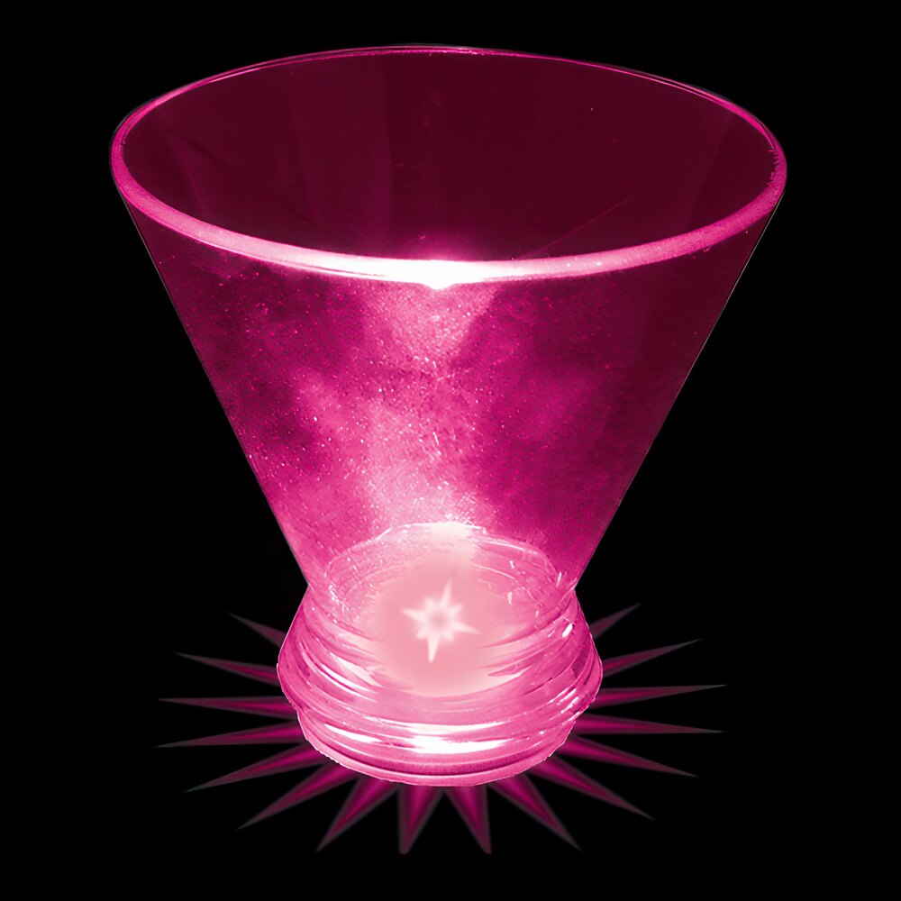 3 oz. Customizable Plastic Stemless Martini Cup with Pink LED Light - 100/Case