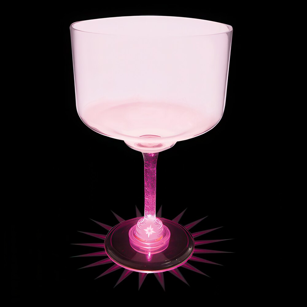 18 oz. Customizable Plastic Margarita Cup with Pink LED Light - 24/Case