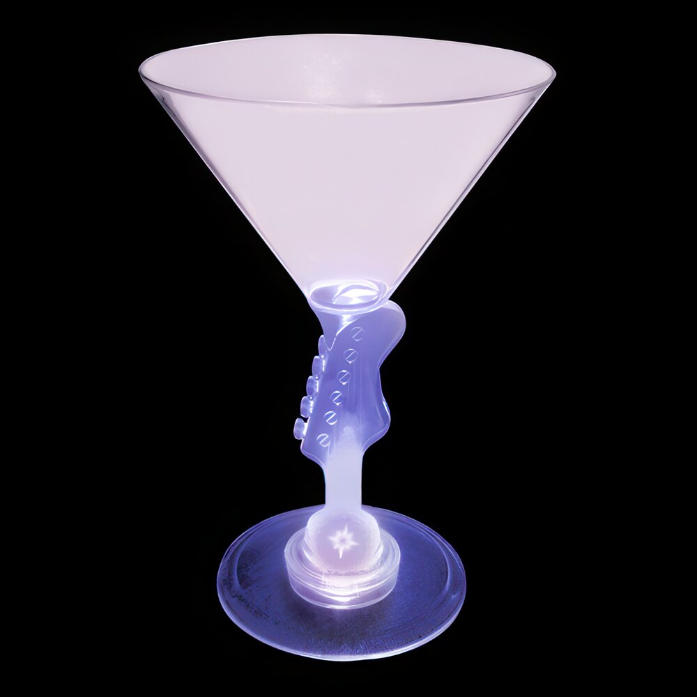 7 oz. Customizable Plastic Guitar Stem Martini Cup with Purple LED Light - 48/Case