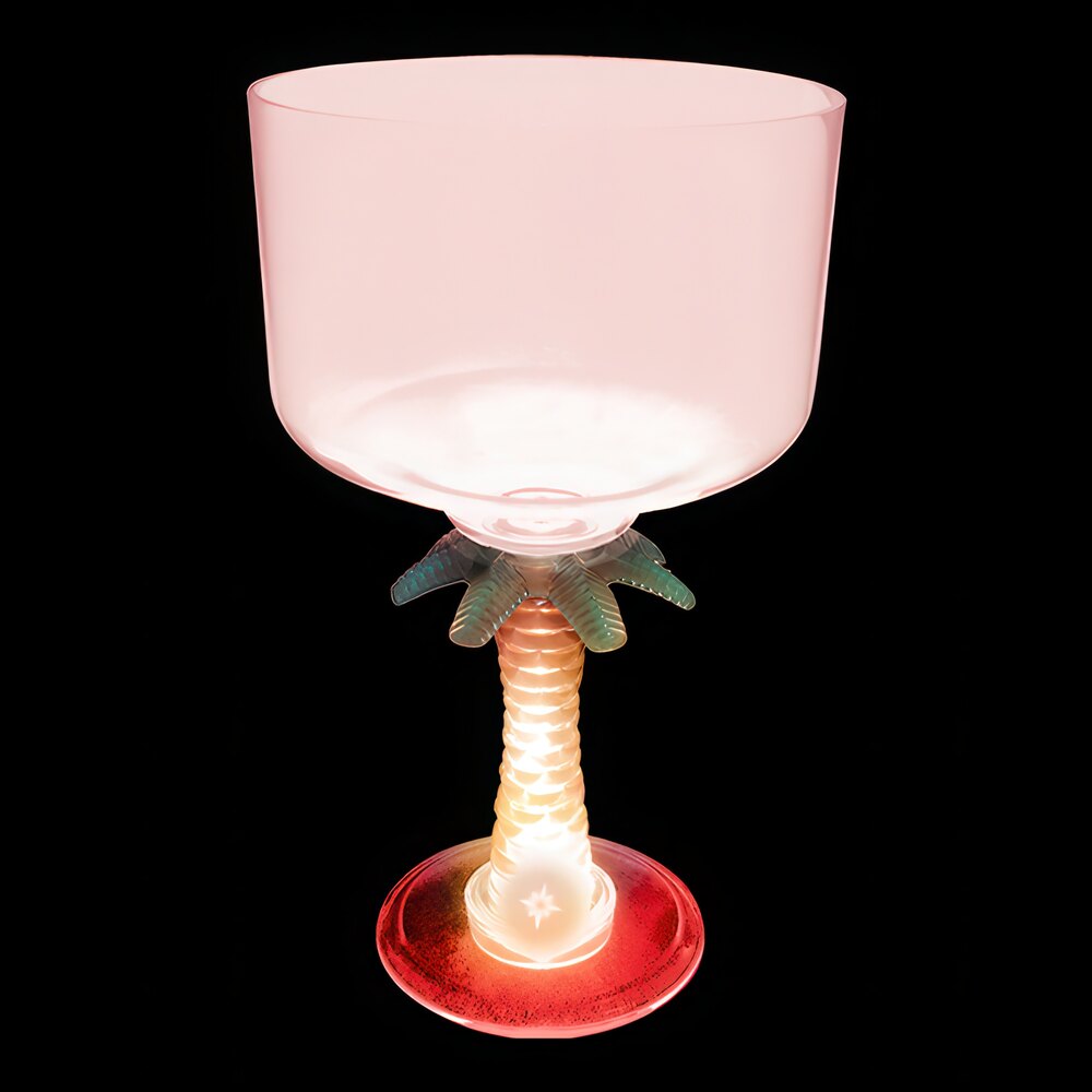 18 oz. Customizable Plastic Palm Tree Stem Margarita Cup with Red LED Light - 24/Case