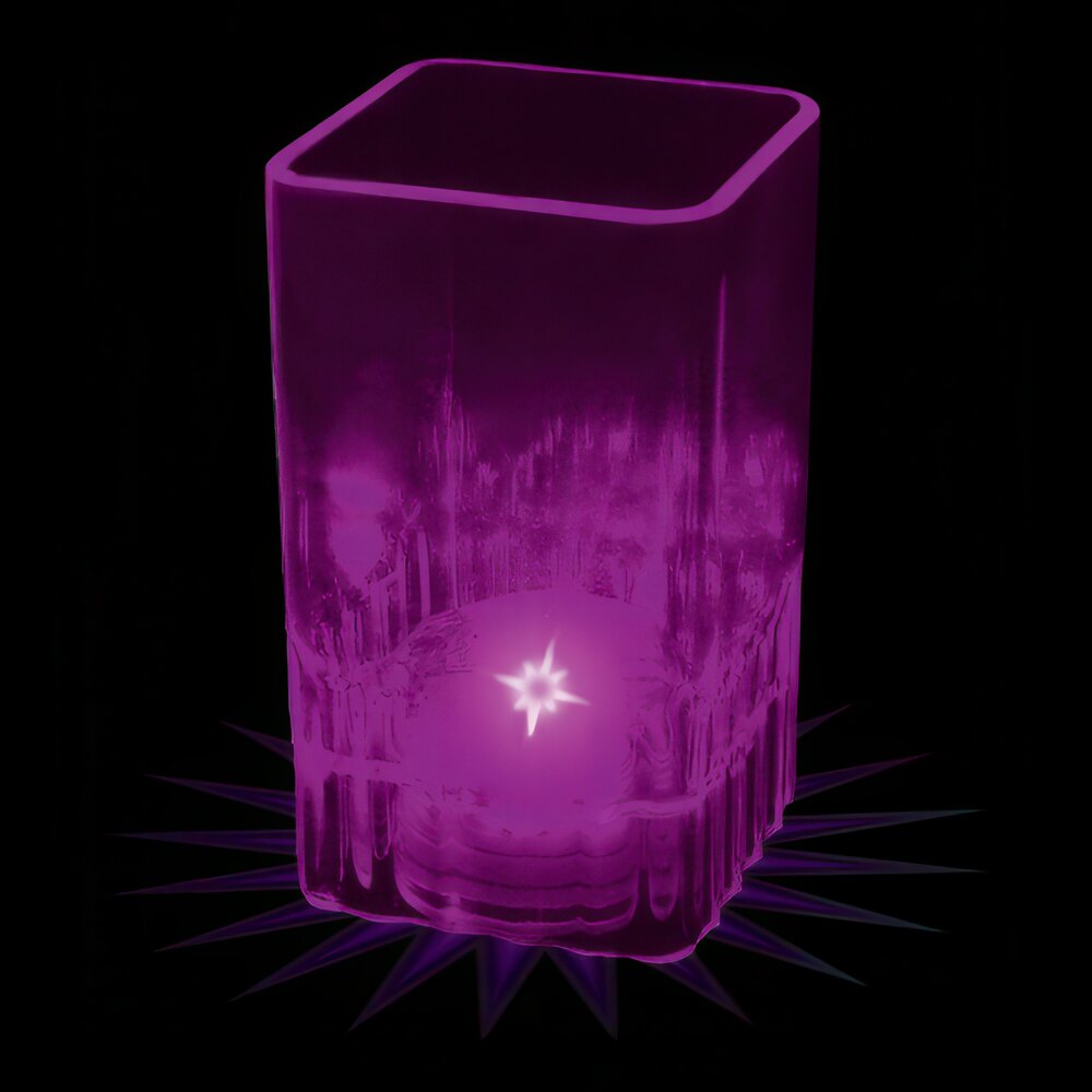 2 oz. Customizable Plastic Square Shot Cup with Purple LED Light - 100/Case