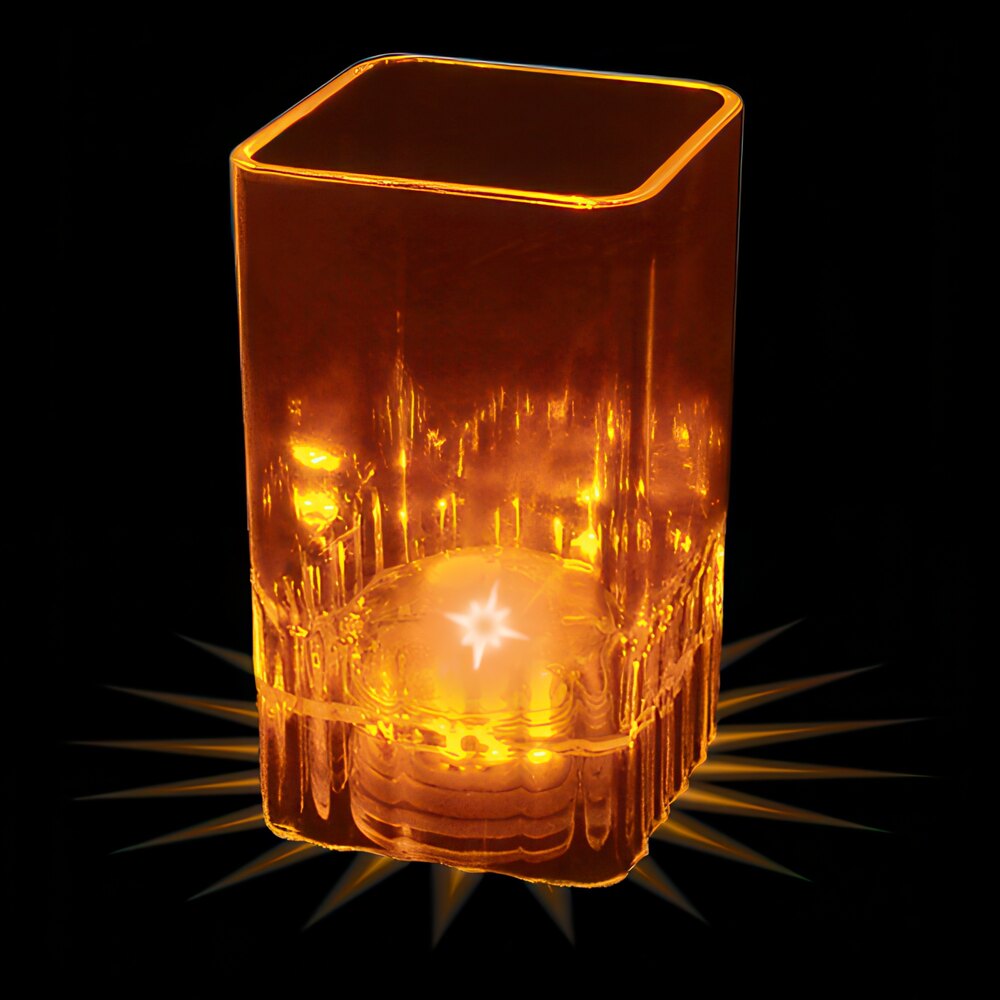 2 oz. Customizable Plastic Square Shot Cup with Orange LED Light - 100/Case