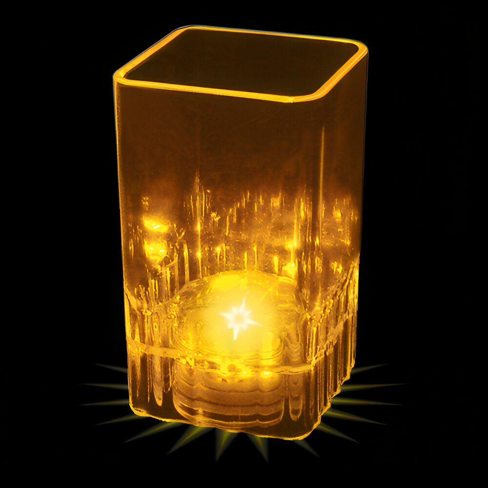 2 oz. Customizable Plastic Square Shot Cup with Yellow LED Light - 100/Case
