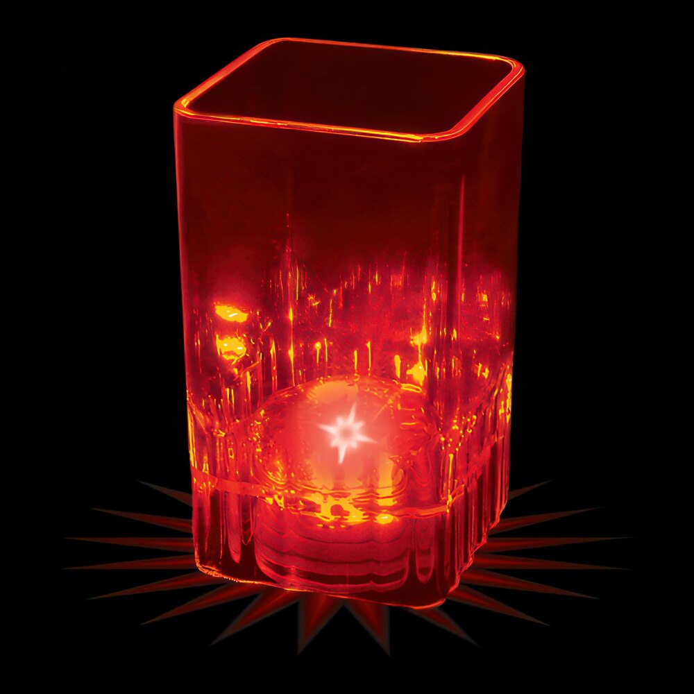 2 oz. Customizable Plastic Square Shot Cup with Red LED Light - 100/Case