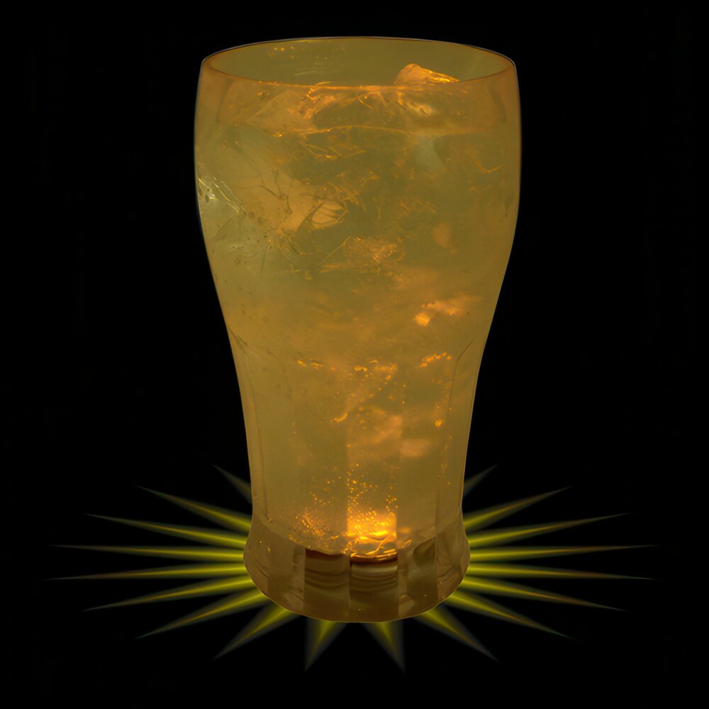 12 oz. Customizable Plastic Soda Cup with Yellow LED Light - 50/Case