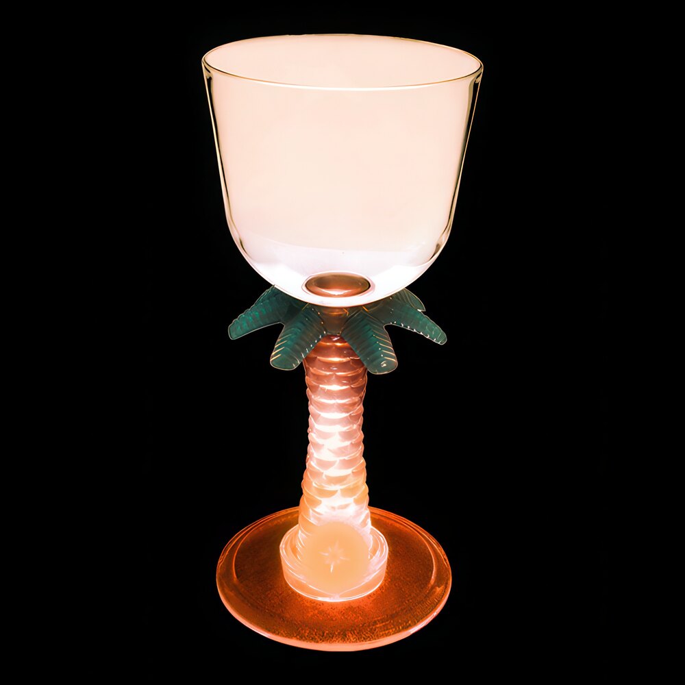7 oz. Customizable Plastic Palm Tree Stem Wine Cup with Orange LED Light - 48/Case