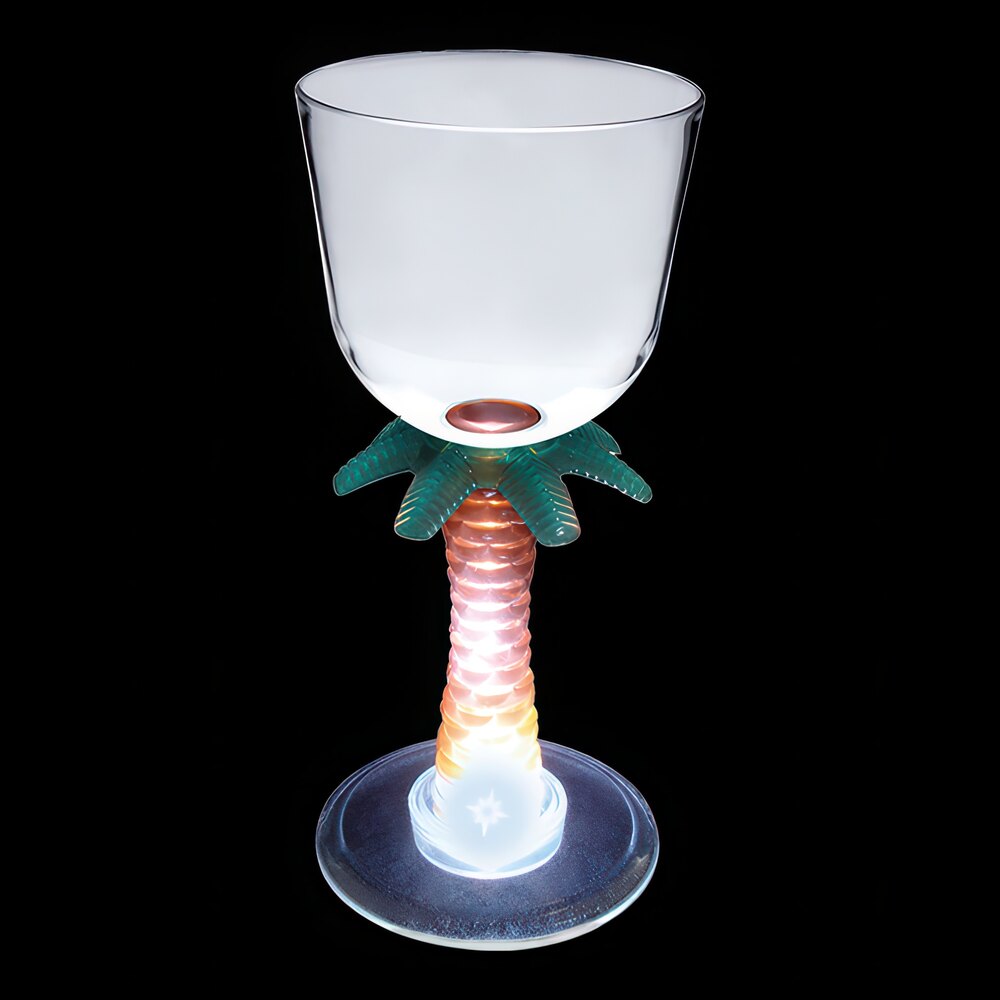 7 oz. Customizable Plastic Palm Tree Stem Wine Cup with White LED Light - 48/Case