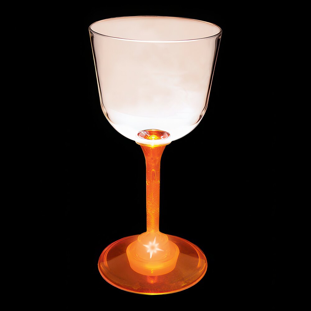 7 oz. Customizable Plastic Wine Cup with Orange LED Light - 48/Case
