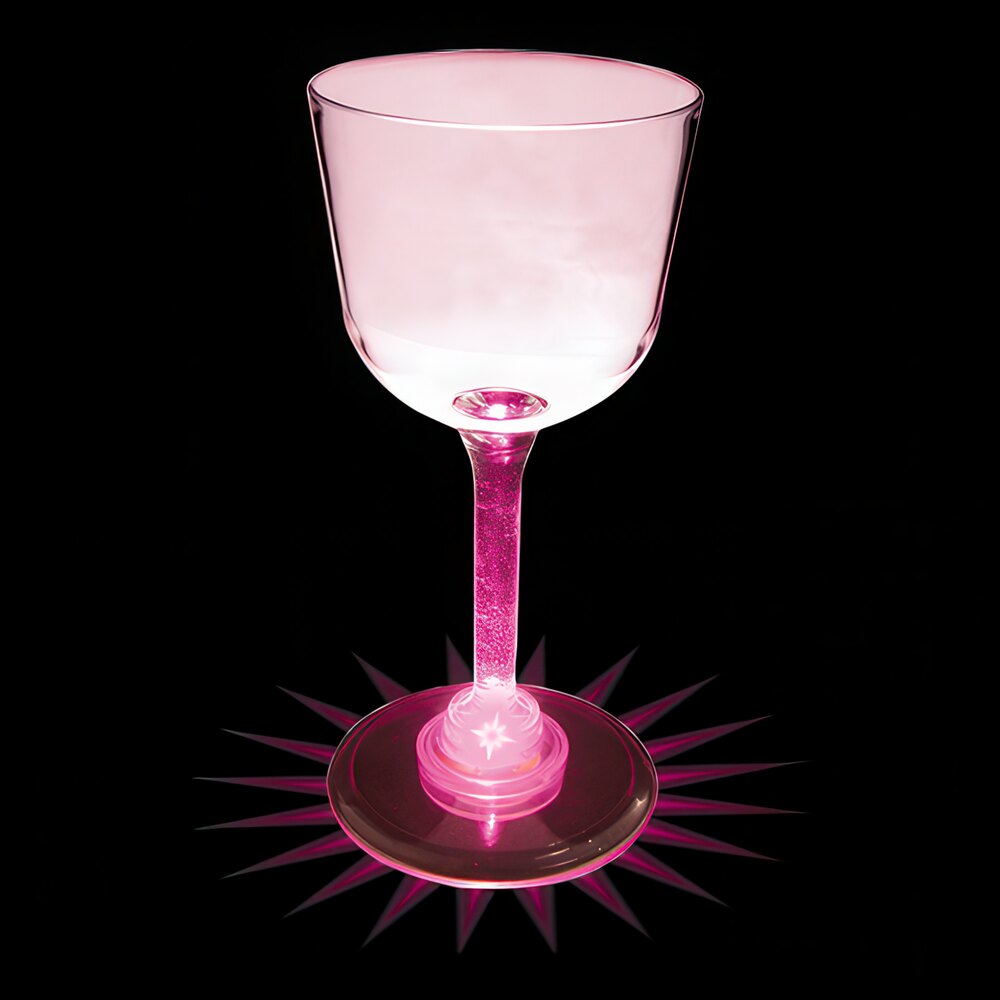 7 oz. Customizable Plastic Wine Cup with Pink LED Light - 48/Case