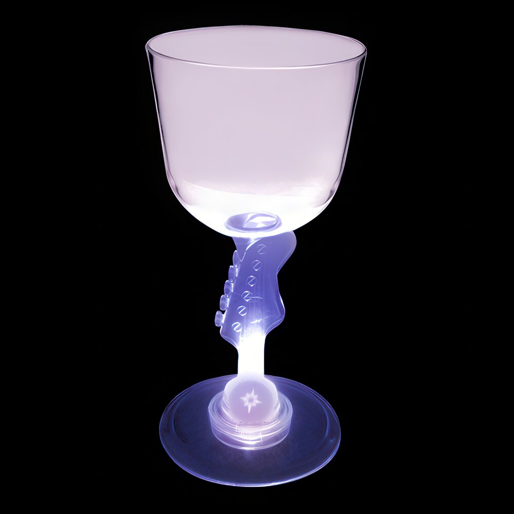 7 oz. Customizable Plastic Guitar Stem Wine Cup with Purple LED Light - 48/Case