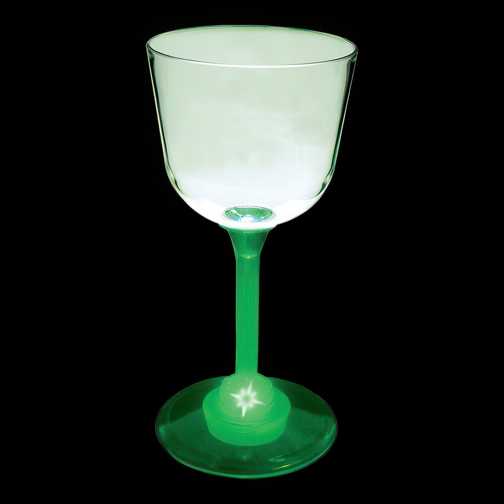 7 oz. Customizable Plastic Wine Cup with Green LED Light - 48/Case