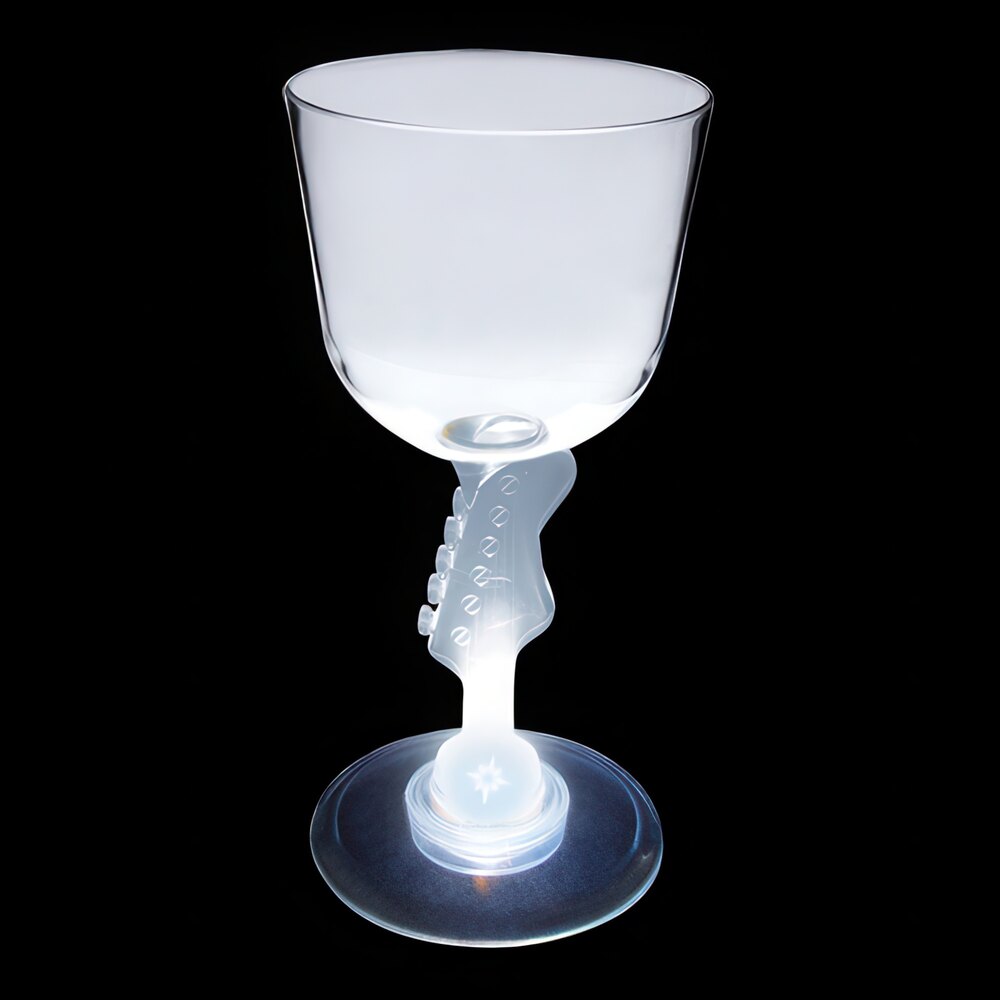 7 oz. Customizable Plastic Guitar Stem Wine Cup with White LED Light - 48/Case