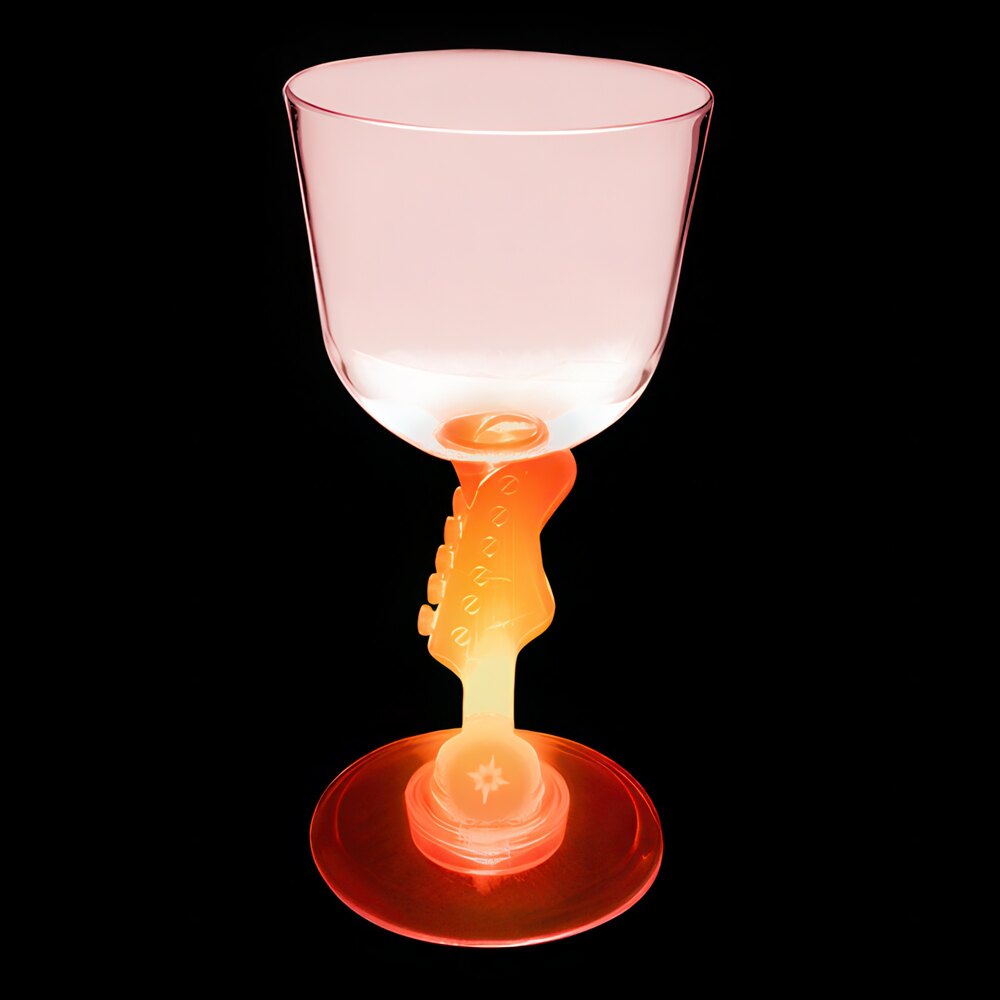 7 oz. Customizable Plastic Guitar Stem Wine Cup with Red LED Light - 48/Case