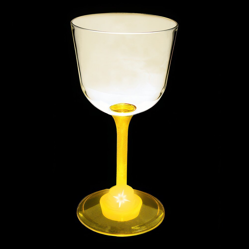 7 oz. Customizable Plastic Wine Cup with Yellow LED Light - 48/Case