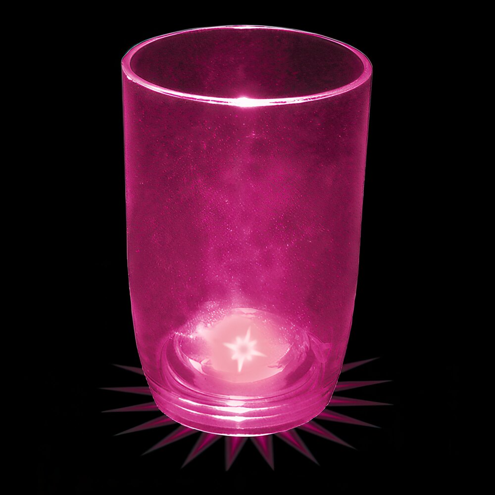 3 oz. Customizable Plastic Stemless Wine Cup with Pink LED Light - 100/Case
