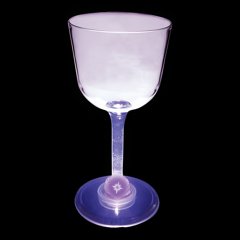 7 oz. Customizable Plastic Wine Cup with Purple LED Light - 48/Case